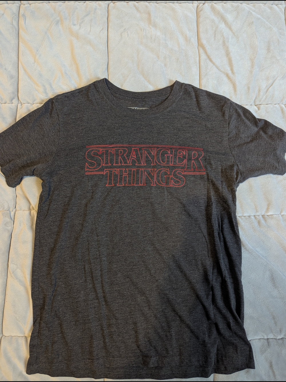 MAD Engine Black Tee with Light Gray Stranger Things Logo